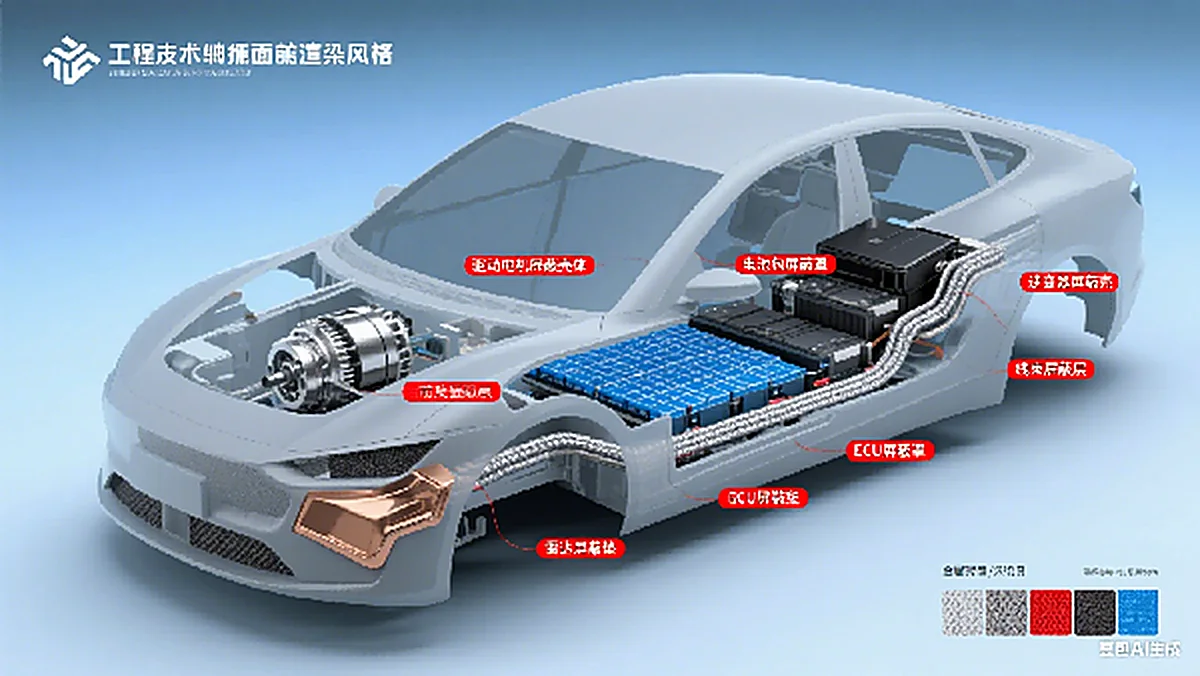 EV battery pack construction showing shielding and thermal layers